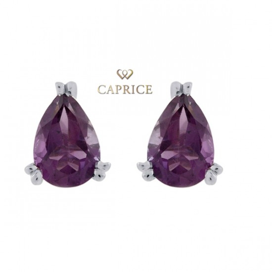 Woman white gold earring , amethyst