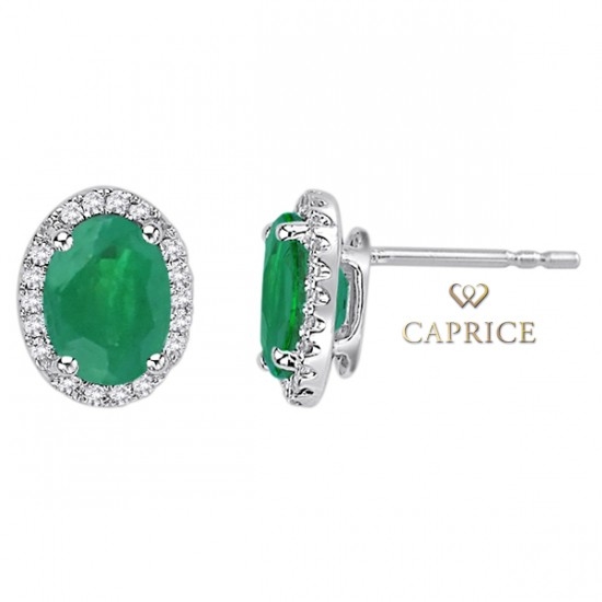 Woman diamond earring, emerald, diamond