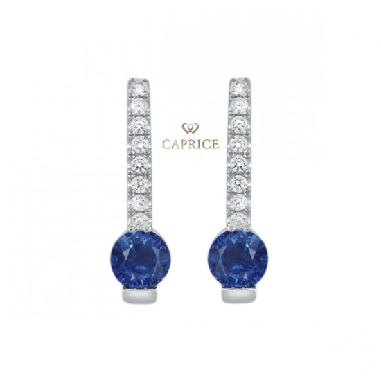 Woman diamond earring, diamond, blue sapphire