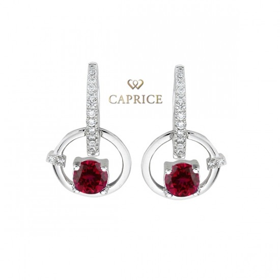 Woman diamond earring, ruby, diamond