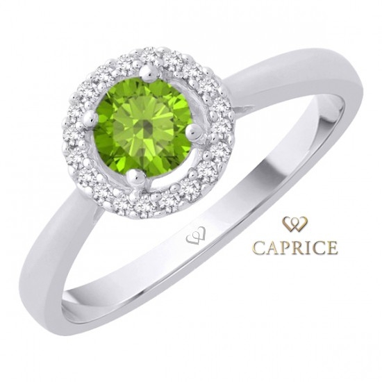 Woman diamond ring , peridot, white gold