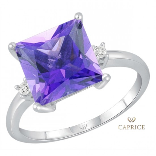 Woman diamond ring, amethyst, white gold