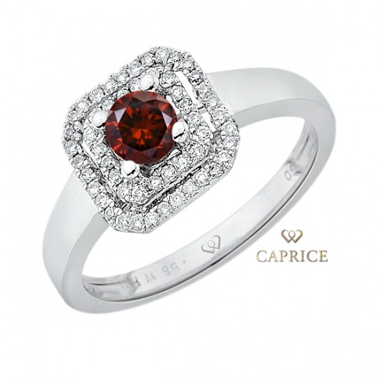 Woman diamond ring , garnet, white gold