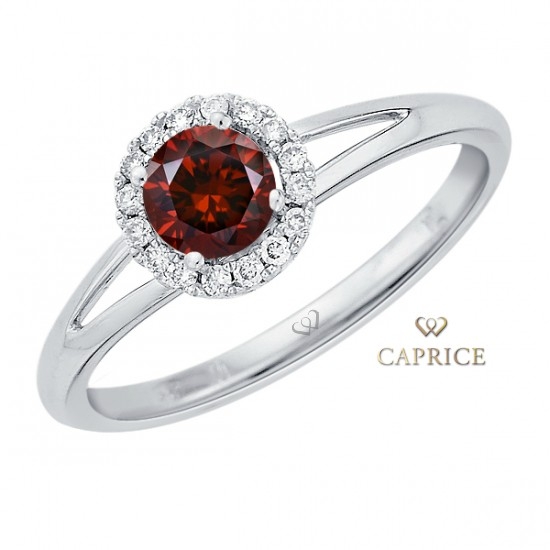 Woman diamond ring , garnet, white gold